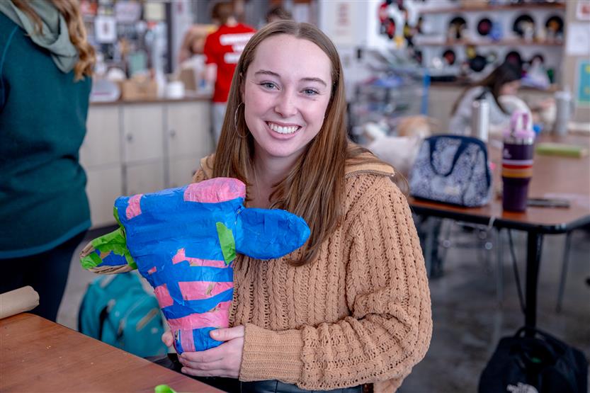 Students do papier-mache art